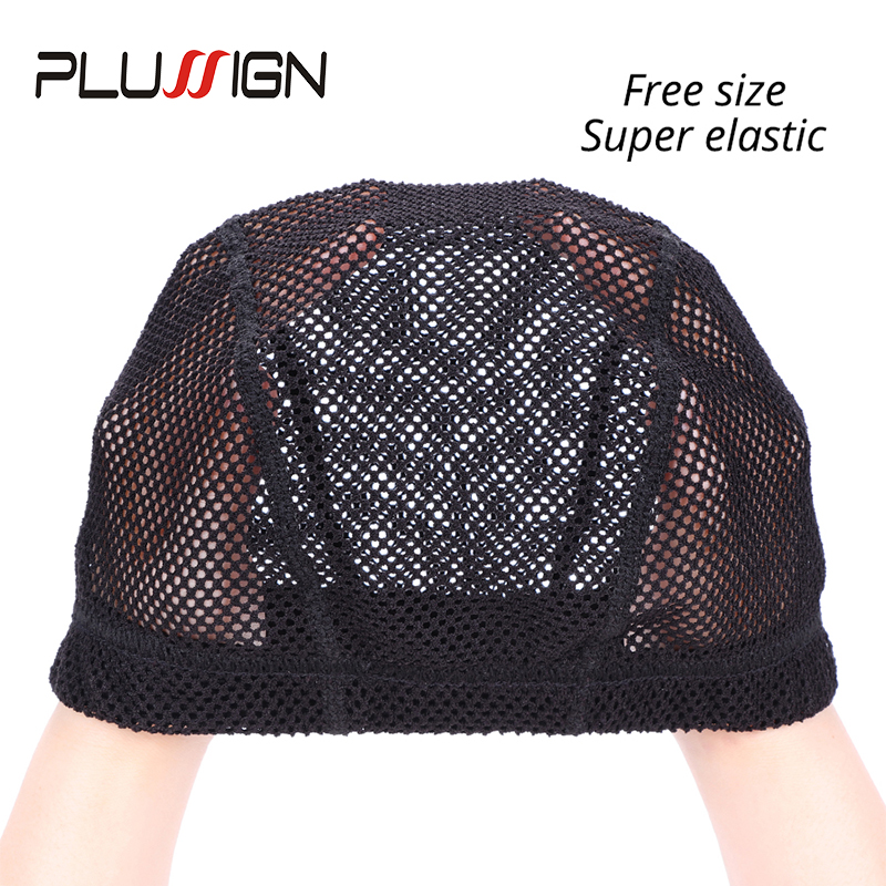 Wig Cap Stocking - Plussign นุ่มโครเชต์หมวกวิกผมหนาตาข่ายโดมหมวกใหม่หมวกสําหรับทําวิกผม Big Hole ผมสุทธิ 1