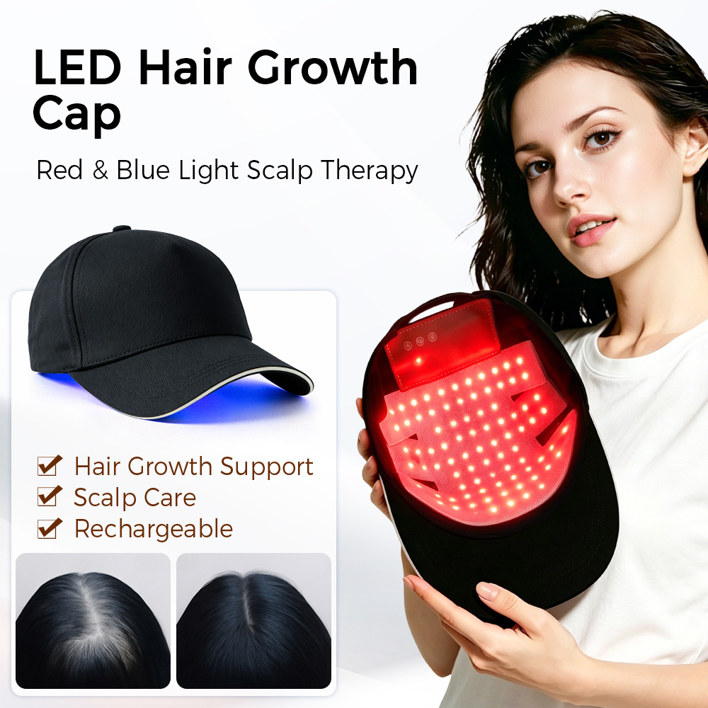 Hair Care Elseve - หมวกบำบัดผมด้วยแสง LED สีแดงและสีน้ำเงิน 630nm 470nm อุปกรณ์ดูแลหนังศีรษะแบบชาร์จไฟได้